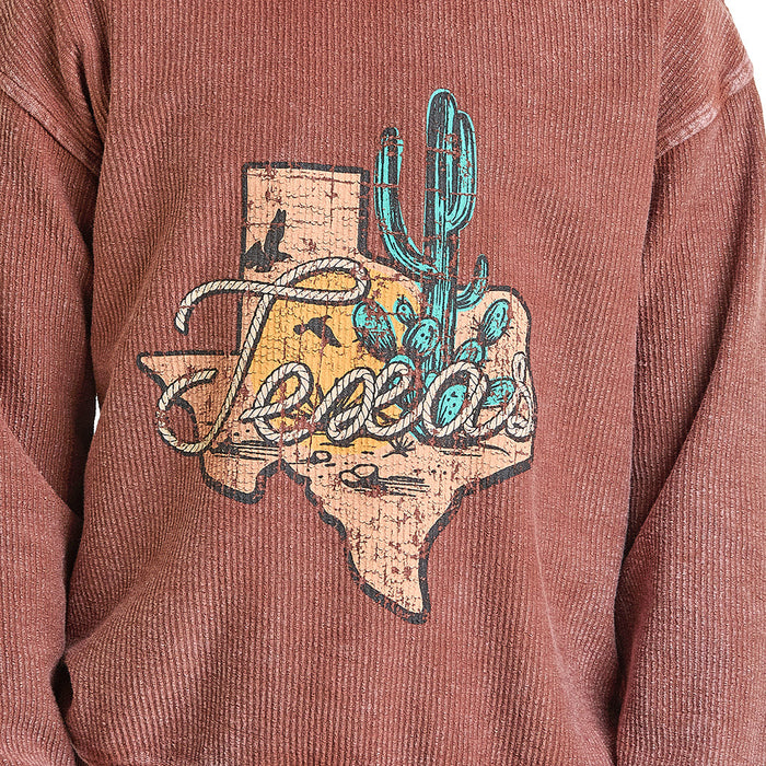 Rock & Roll Denim Girl's Texas Graphic Brown Top