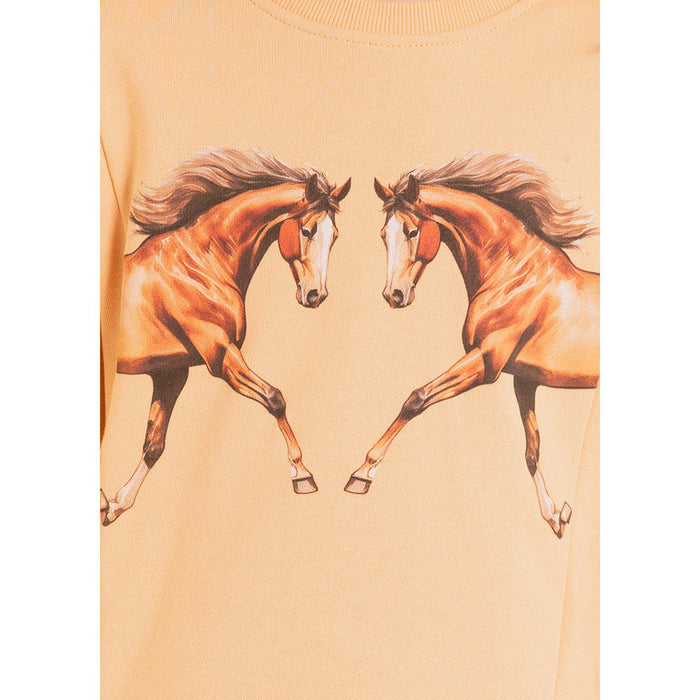 Rock & Roll Denim Girl's Tan Horse Graphic Pullover