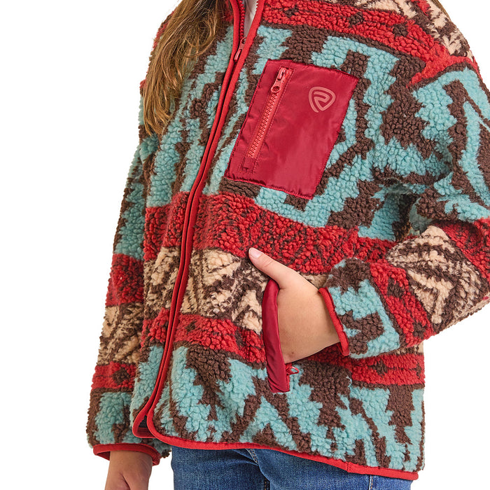 Rock & Roll Denim Girl's Aztec Sherpa Jacket