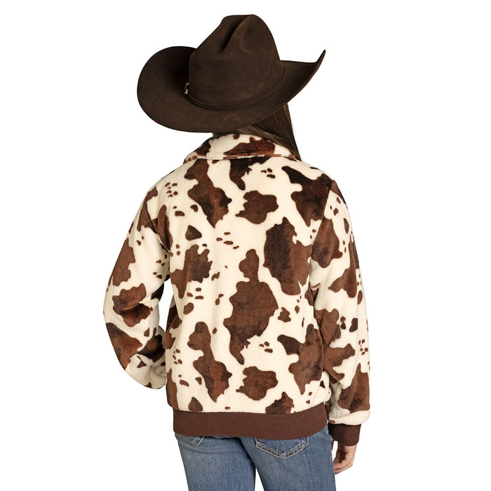 Rock & Roll Denim Girl's Cow Print Plush Jacket