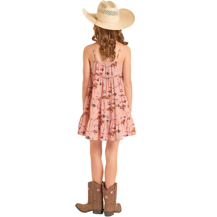 Rock & Roll Denim Girl's Rose Western Print Dress