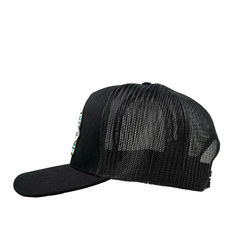 Lazy J Ranch Wear Black Iron Horn Curved Bill Trucker Cap