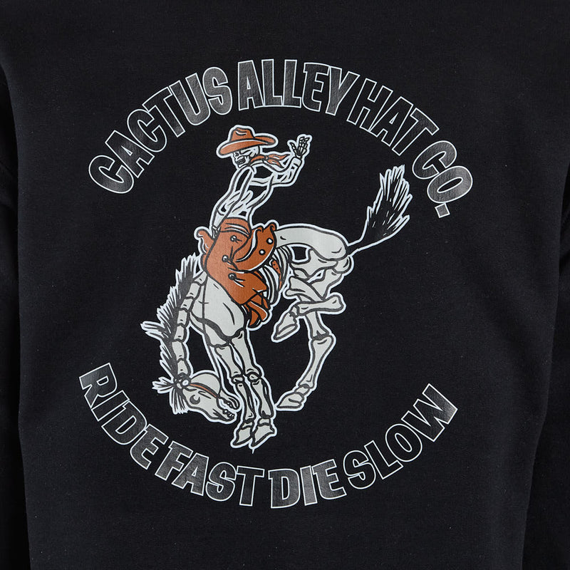 Cactus Alley Hat Co Mens Ride Fast Die Slow Black Hoodie