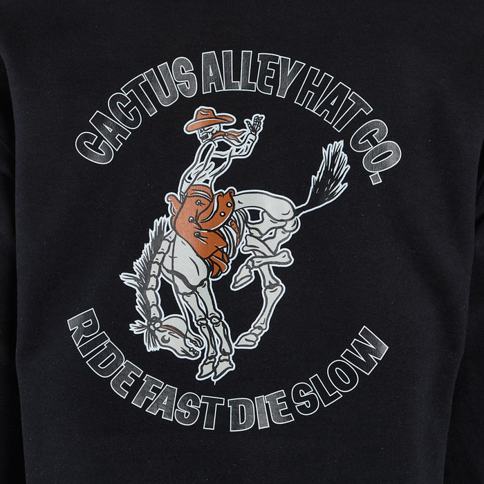Cactus Alley Hat Co Mens Ride Fast Die Slow Black Hoodie