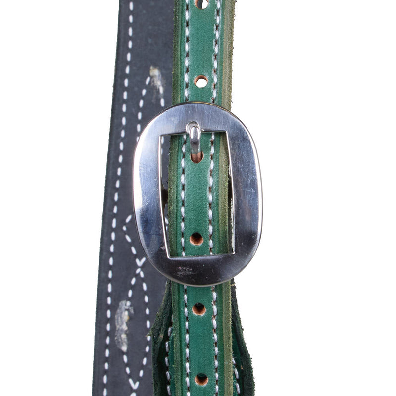 B. Langdon Pine Gunslinger Split Ear Headstall with White Thread