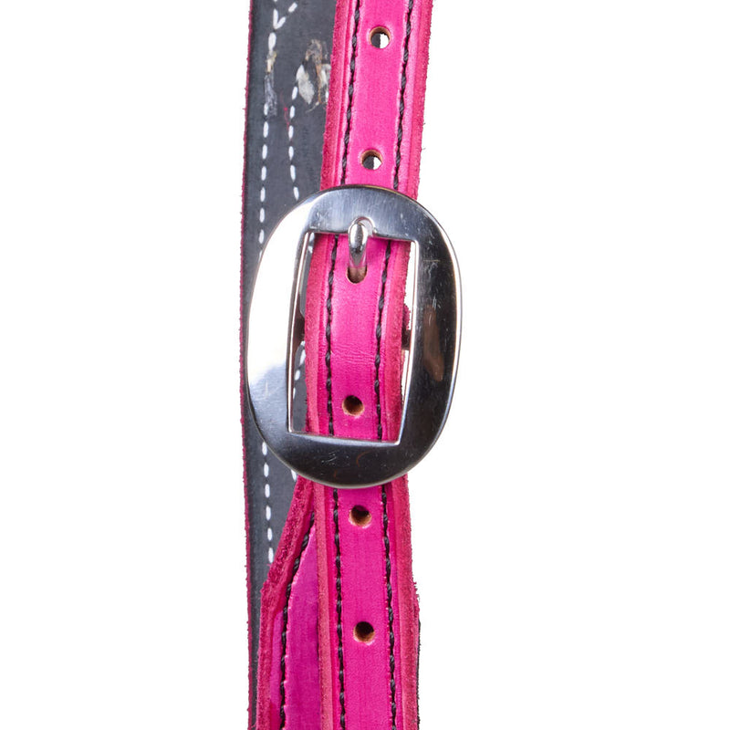 B. Langdon Pink Gunslinger Split Ear Headstall with Black Thread