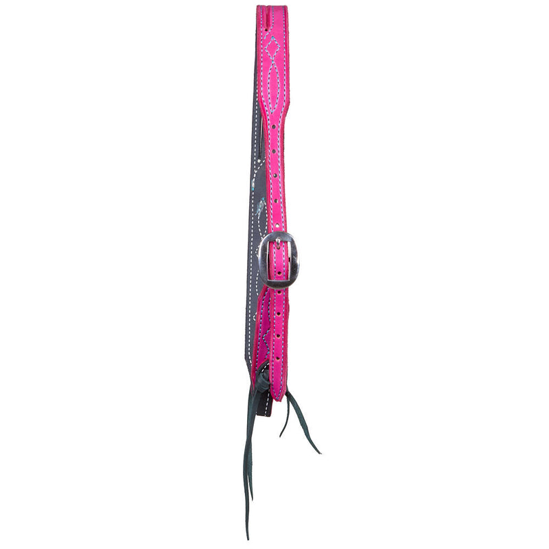 B. Langdon Pink Gunslinger Split Ear Headstall with Turquoise Thread