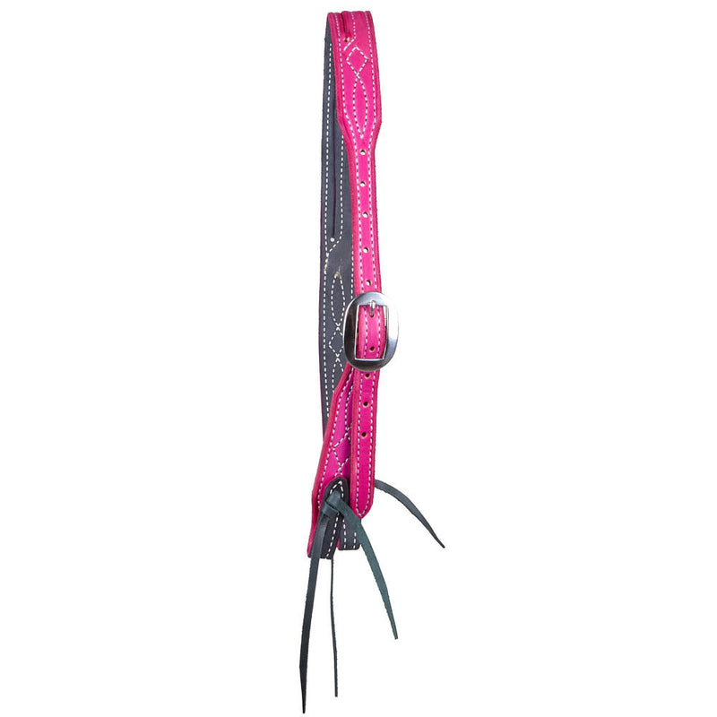 B. Langdon Pink Gunslinger Slit Ear Headstall with White Stitching