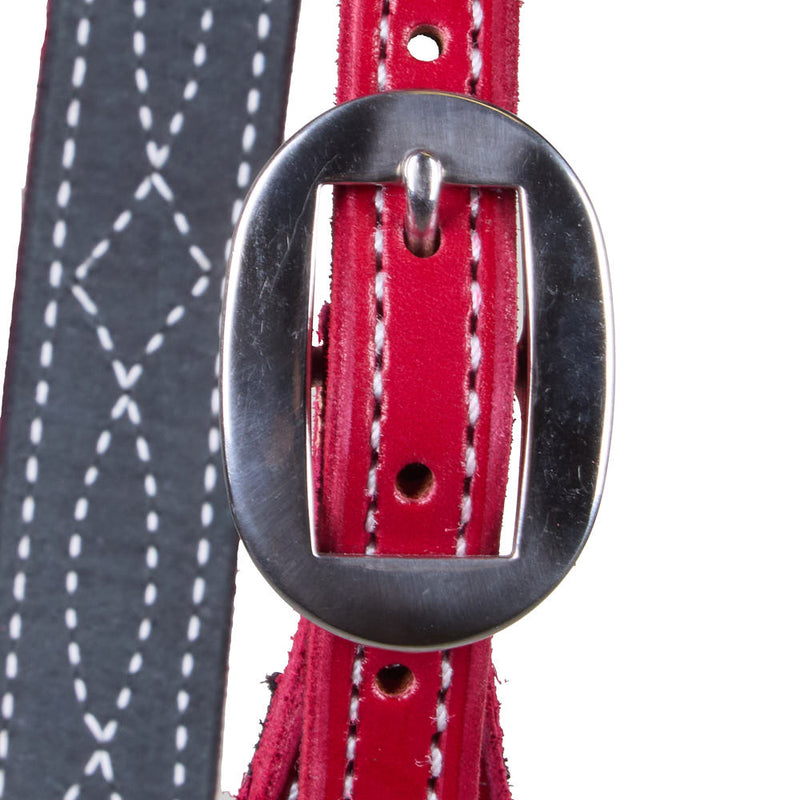 B. Langdon Red Gunslinger Split Ear Headstall with White Thread