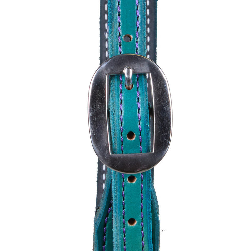 B. Langdon Turquoise Gunslinger Split Ear Headstall with Purple Thread