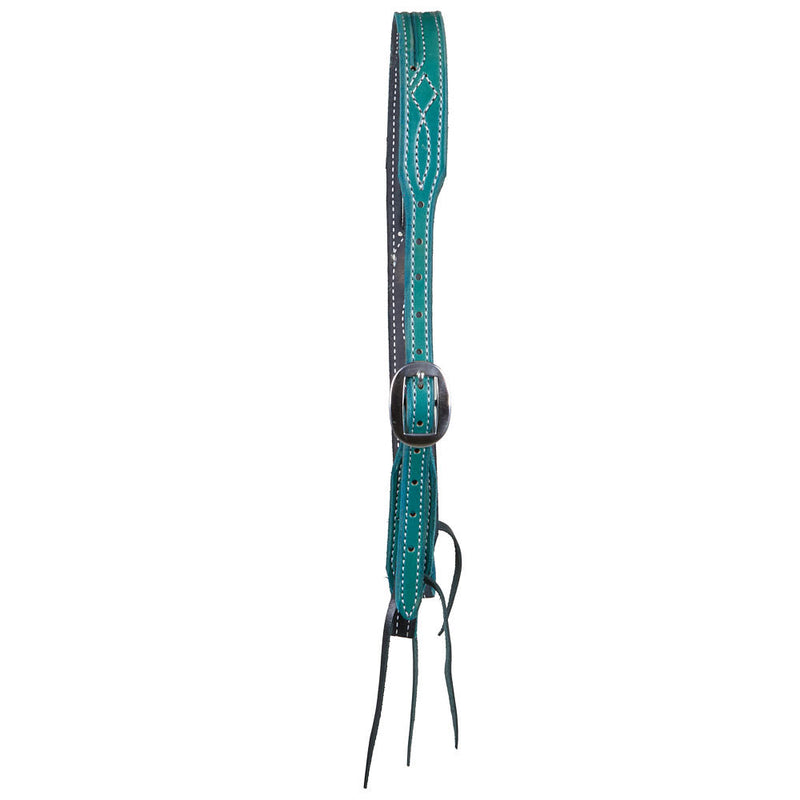 B. Langdon Turquoise Gunslinger Slit Ear Headstall with White Stitching