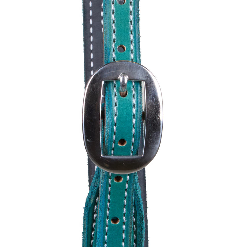 B. Langdon Turquoise Gunslinger Slit Ear Headstall with White Stitching