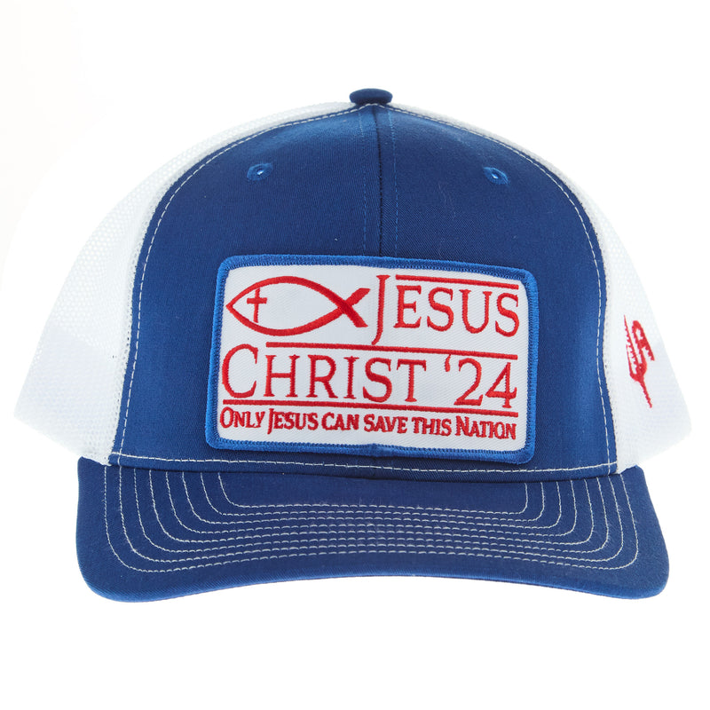 Cactus Alley Hat Co Jesus 2024 Blue and White Cap