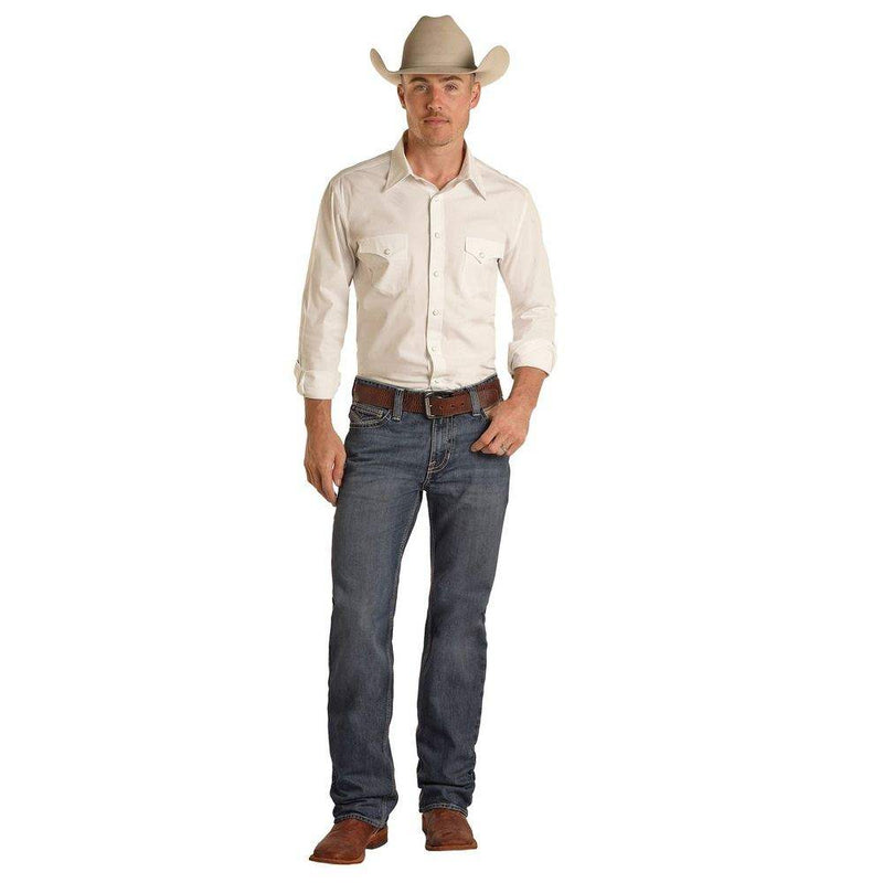 Rock & Roll Denim Mens Crossed Stitch Double Barrel