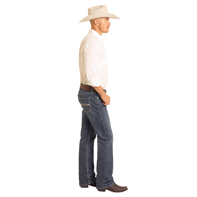 Rock & Roll Denim and Regular Fit Two-Tone Stitch Straight Leg Jeans