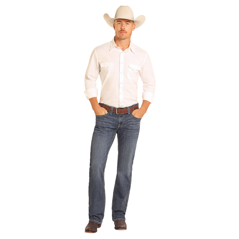 Rock & Roll Denim and Regular Fit Two-Tone Stitch Straight Leg Jeans
