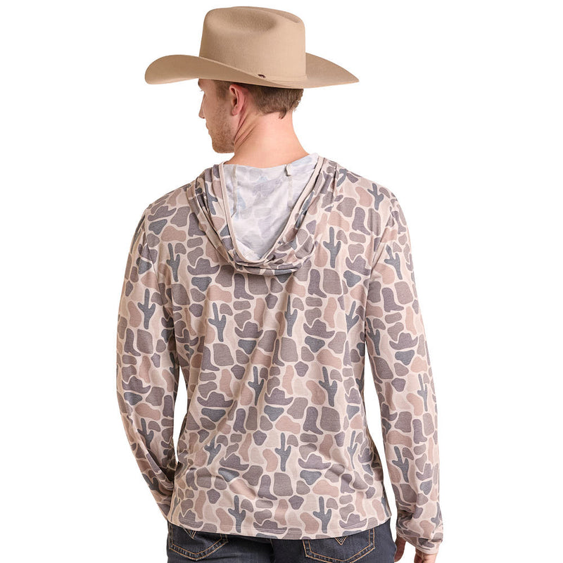 Rock & Roll Denim Men's Tan Camo Viscose Hoodie