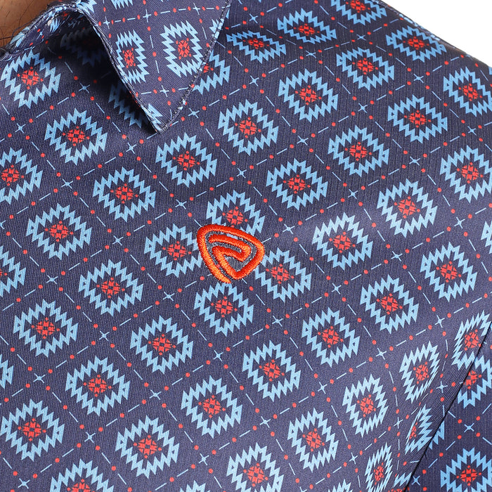 Rock & Roll Denim Mens Navy Geo Print Polo