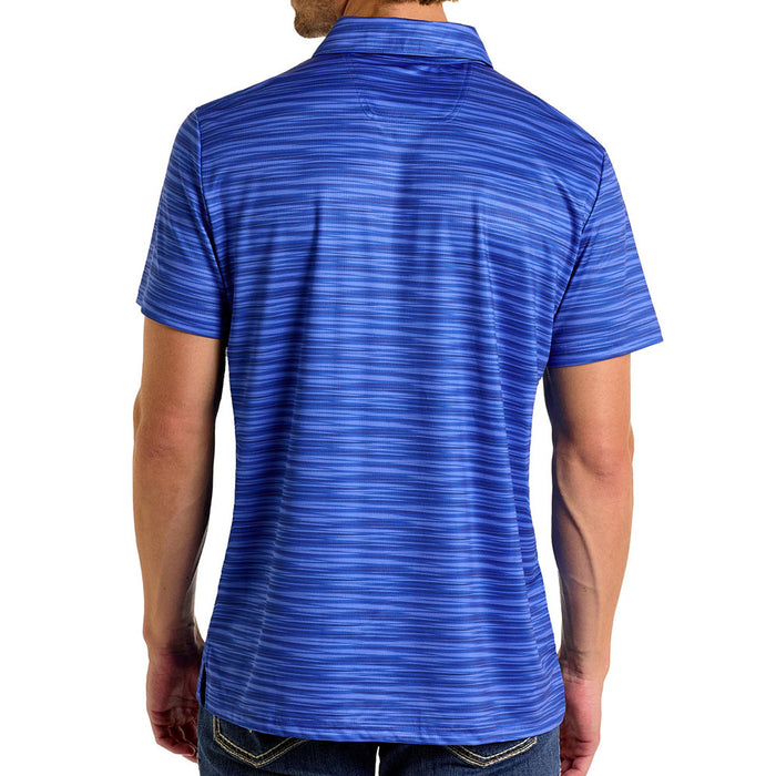 Rock & Roll Denim Men's Blue Striated Printed Polo