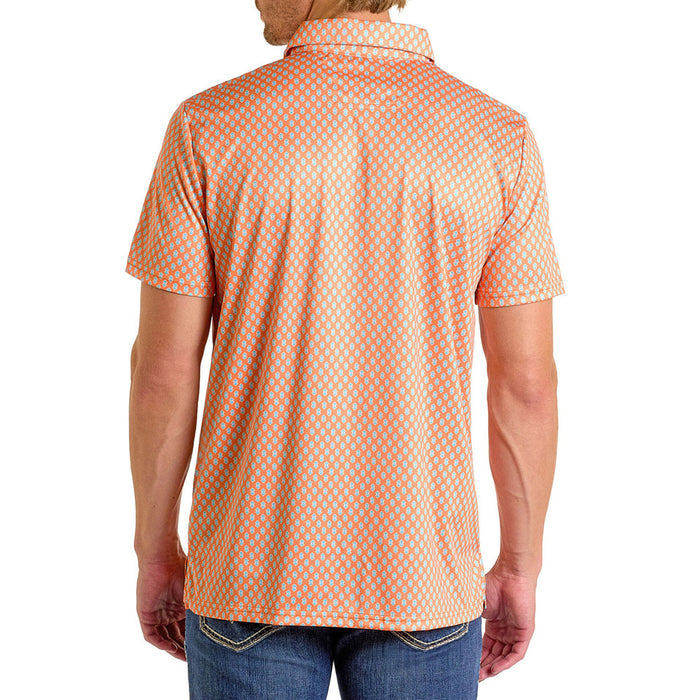 Rock & Roll Denim Men's Orange Geo Printed Polo