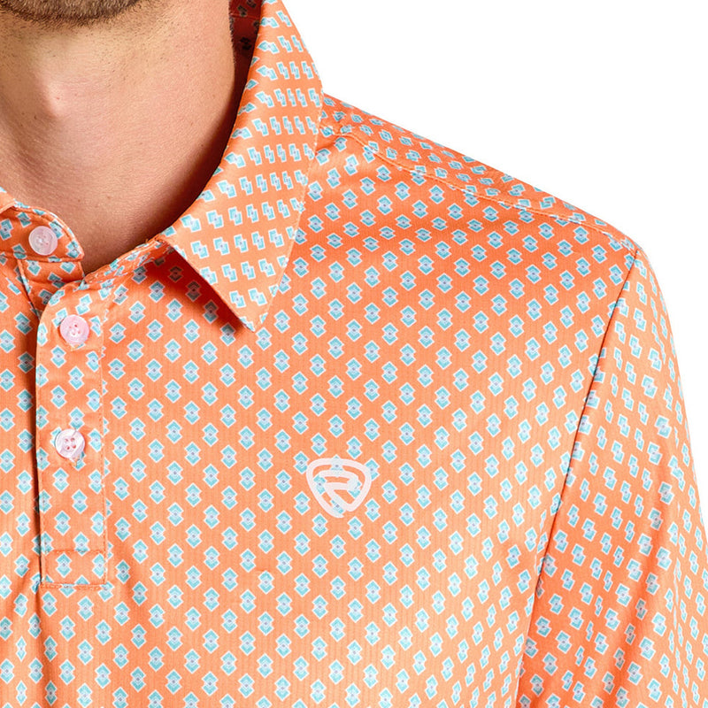 Rock & Roll Denim Men's Orange Geo Printed Polo