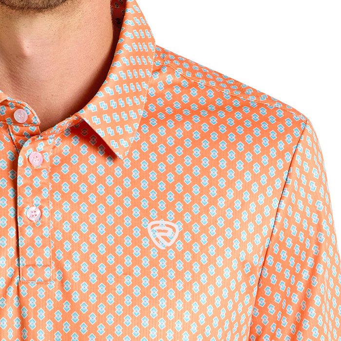 Rock & Roll Denim Men's Orange Geo Printed Polo
