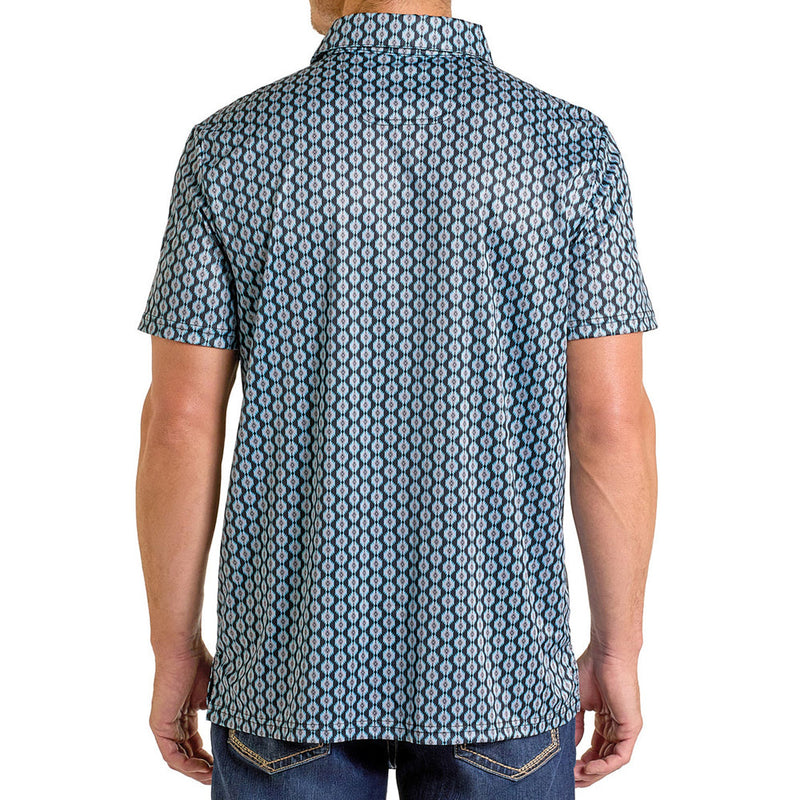 Rock & Roll Denim Men's Black Mini Aztec Polo