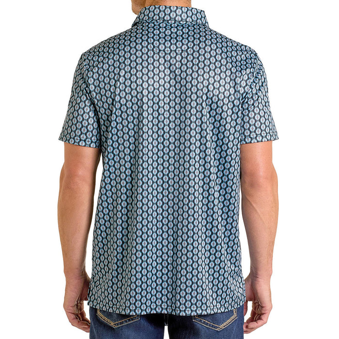 Rock & Roll Denim Men's Black Mini Aztec Polo