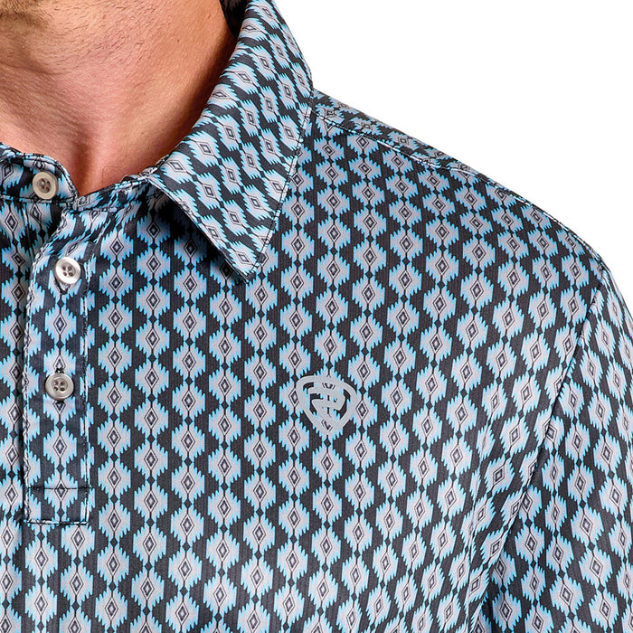 Rock & Roll Denim Men's Black Mini Aztec Polo