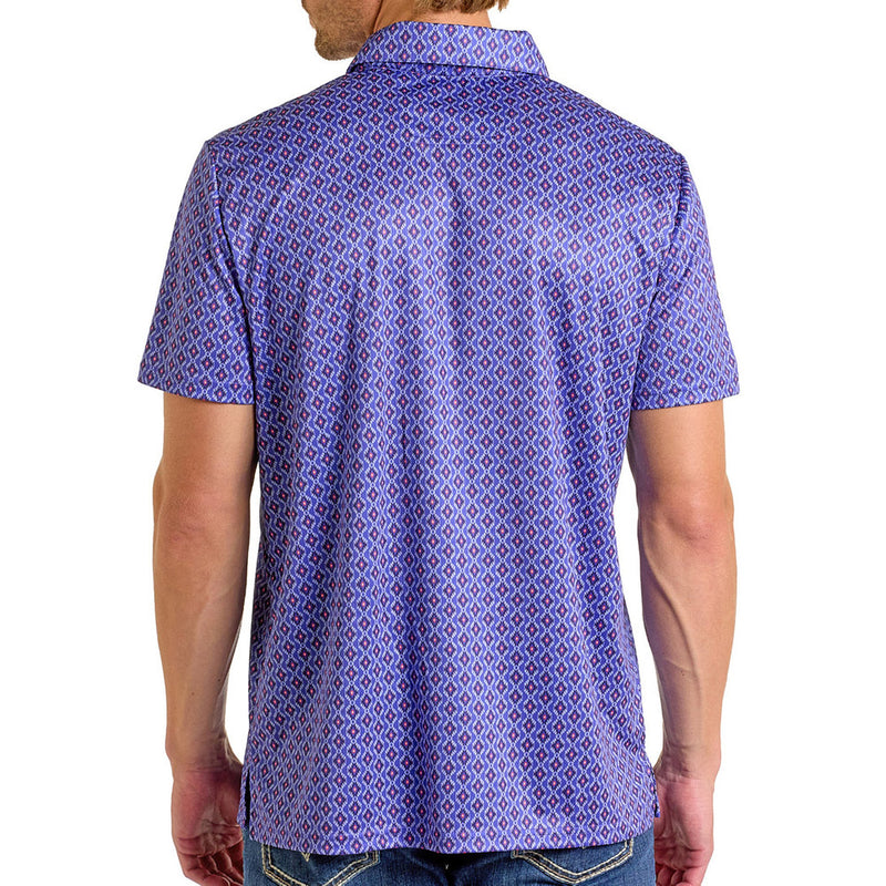 Rock & Roll Denim Men's Purple Mini Aztec Polo