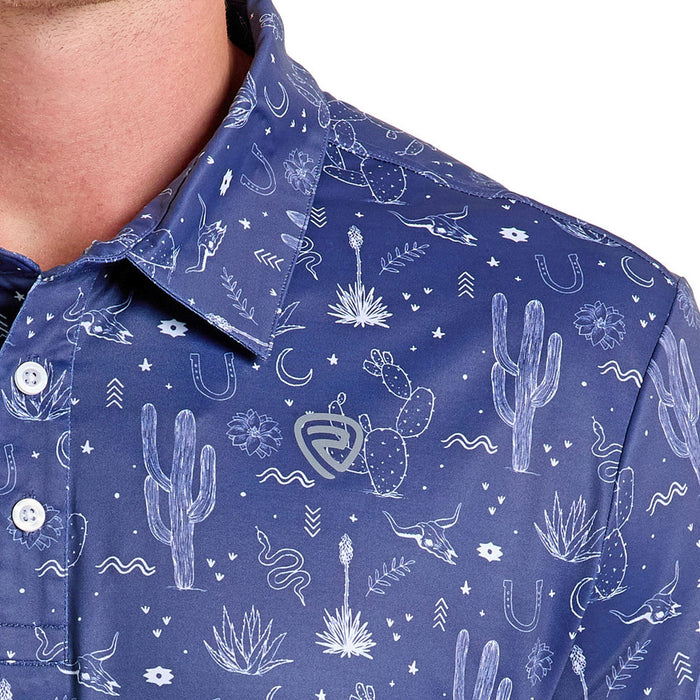 Rock & Roll Denim Men's Navy Cactus Print Polo