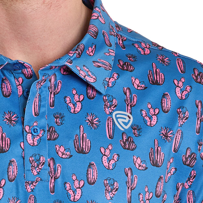 Rock & Roll Denim Men's Royal Cactus Print Performance Polo