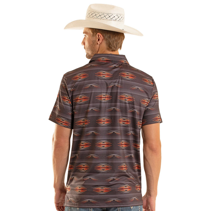 Rock & Roll Denim Men's Charcoal Aztec Polo