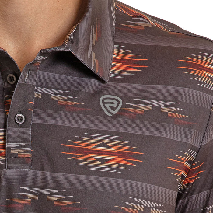 Rock & Roll Denim Men's Charcoal Aztec Polo