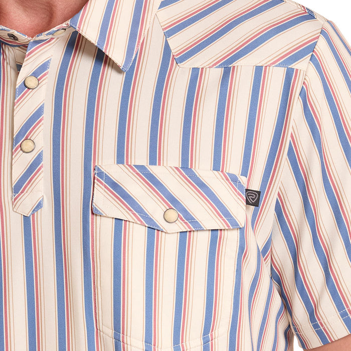 Rock & Roll Denim Men's Natural Striped Western Polo