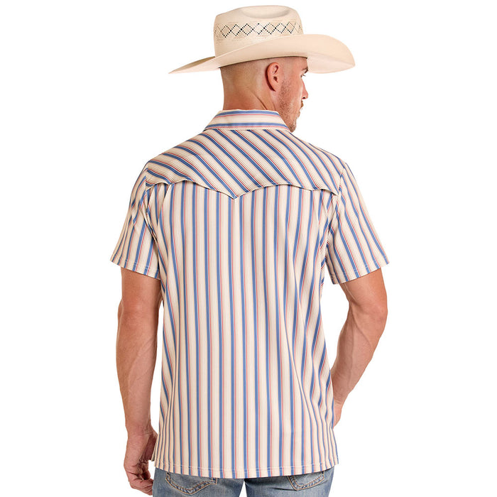 Rock & Roll Denim Men's Natural Striped Western Polo