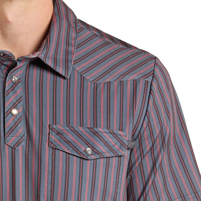 Rock & Roll Denim Men's Charcoal Striped Polo