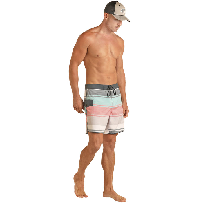 Rock & Roll Denim Men's Stripe Swim Board Short