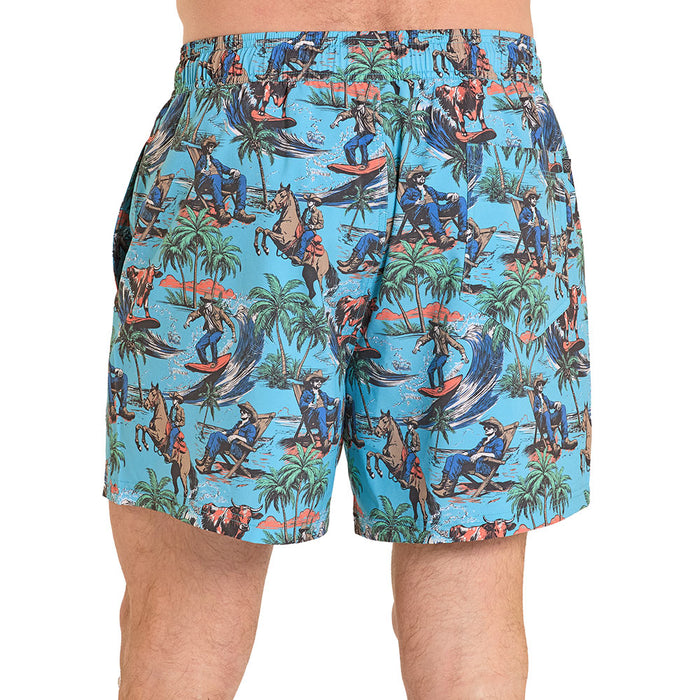 Rock & Roll Denim Men's Turquoise Cowboy Swim Trunks