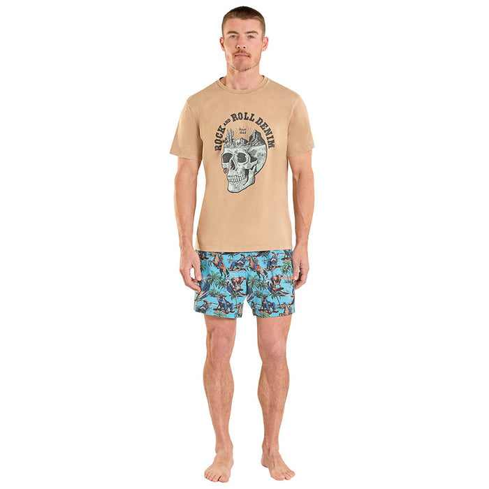 Rock & Roll Denim Men's Turquoise Cowboy Swim Trunks
