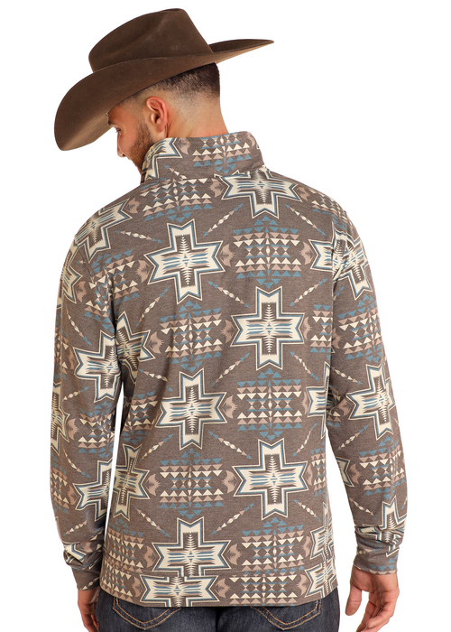 Rock & Roll Denim n Aztec Performance Brown Pullover