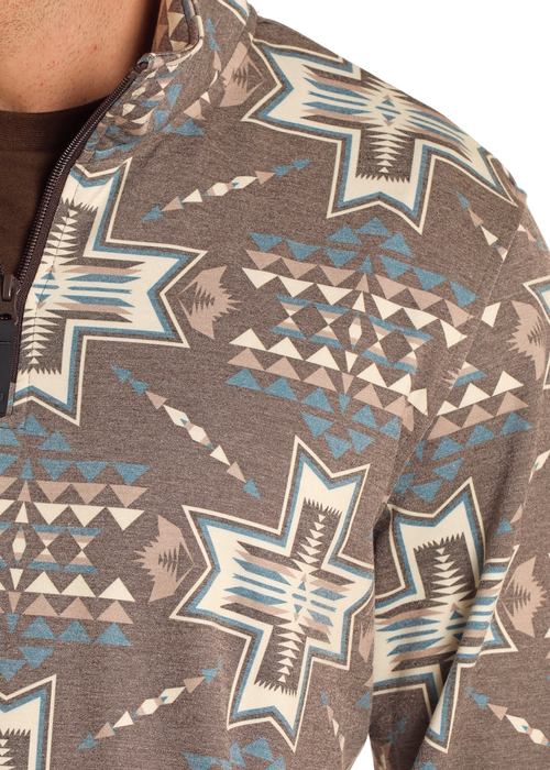 Rock & Roll Denim n Aztec Performance Brown Pullover