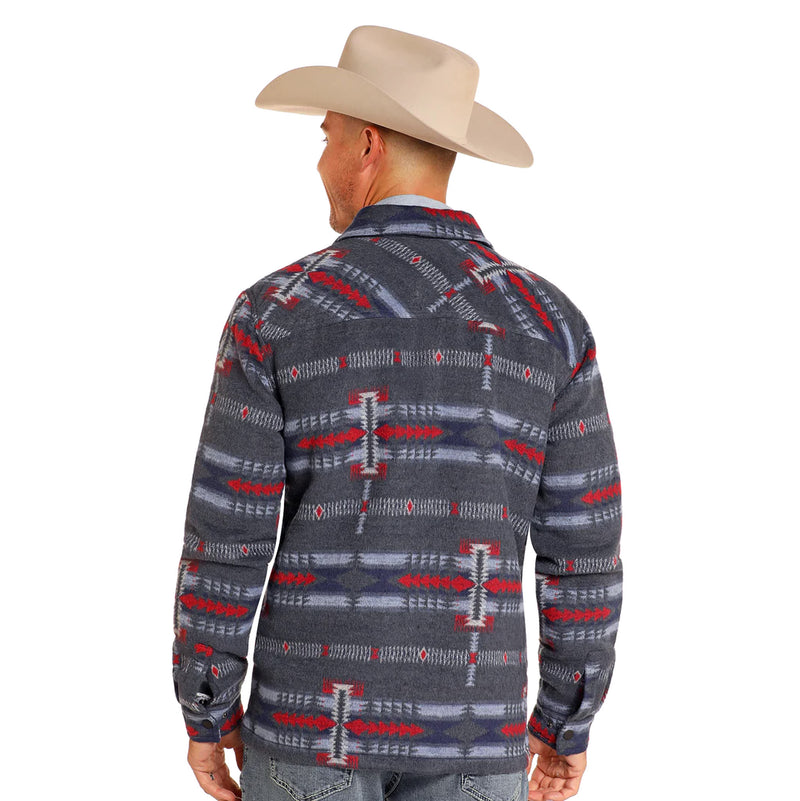 Rock & Roll Denim N Mens Brushed Aztec Jacquard Zip Shirt Jacket