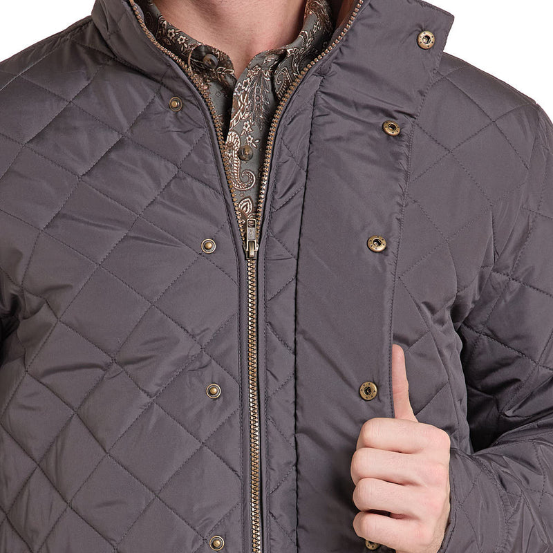 Rock & Roll Denim Men's Charcoal Quilted Puffer Jacket