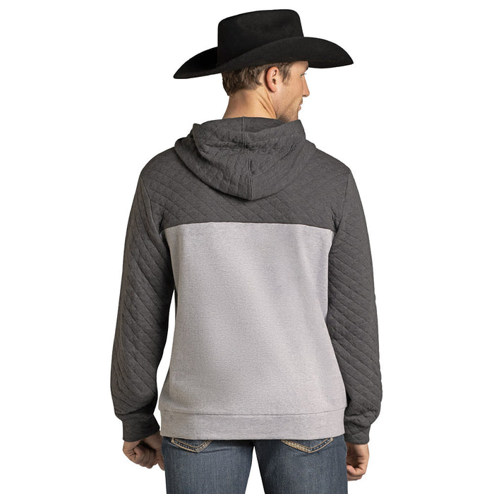 Rock & Roll Denim Men's Grey Quilted Henley Hoodie