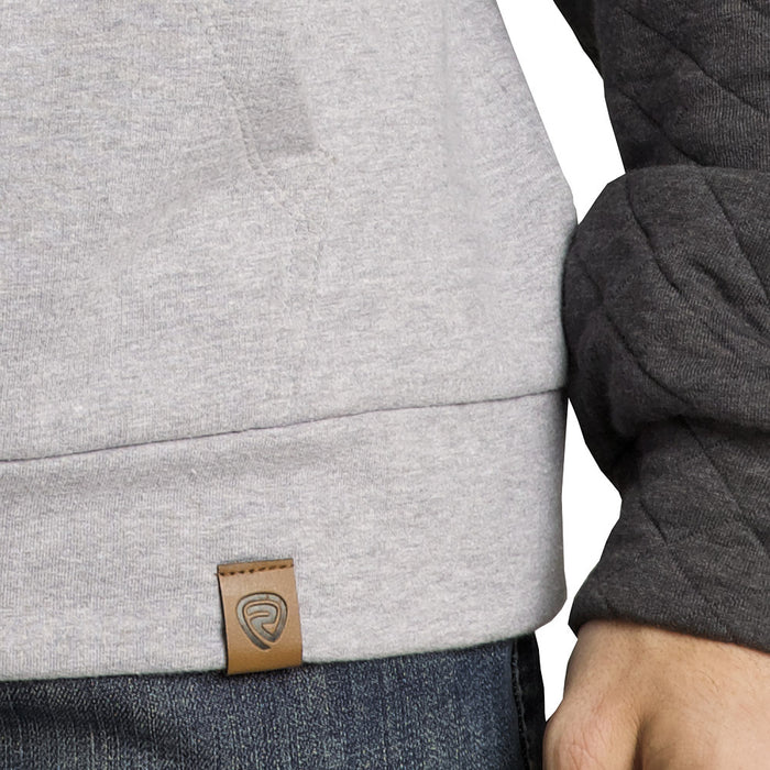 Rock & Roll Denim Men's Grey Quilted Henley Hoodie