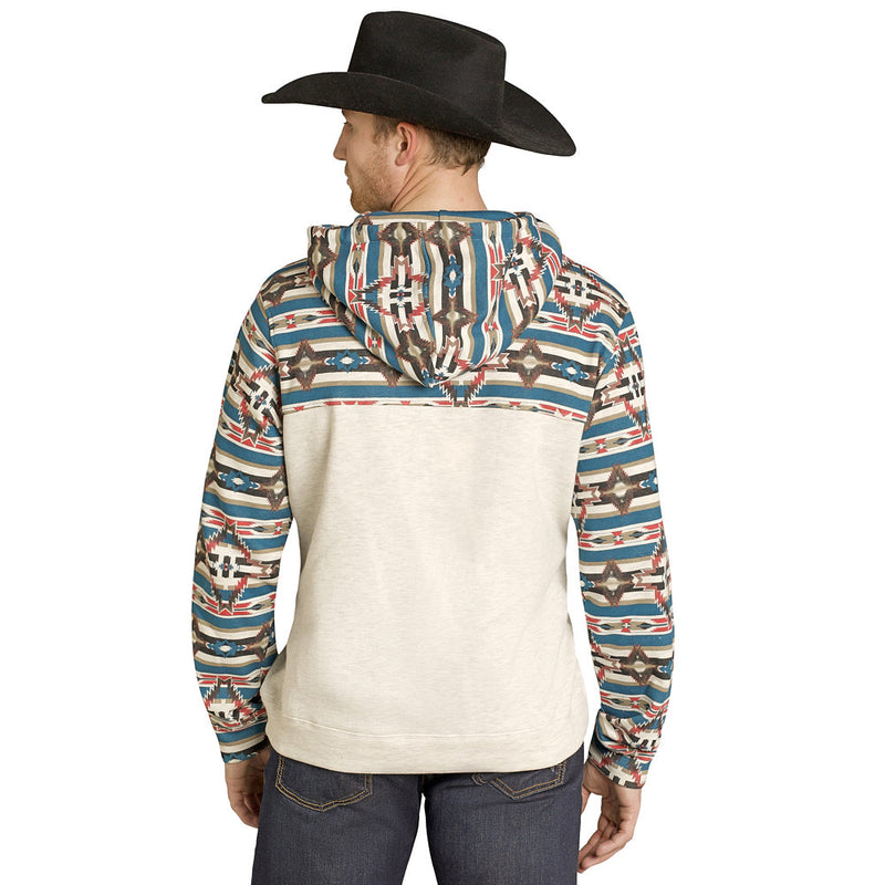 Rock & Roll Denim Men's Natural Color Block Hoodie