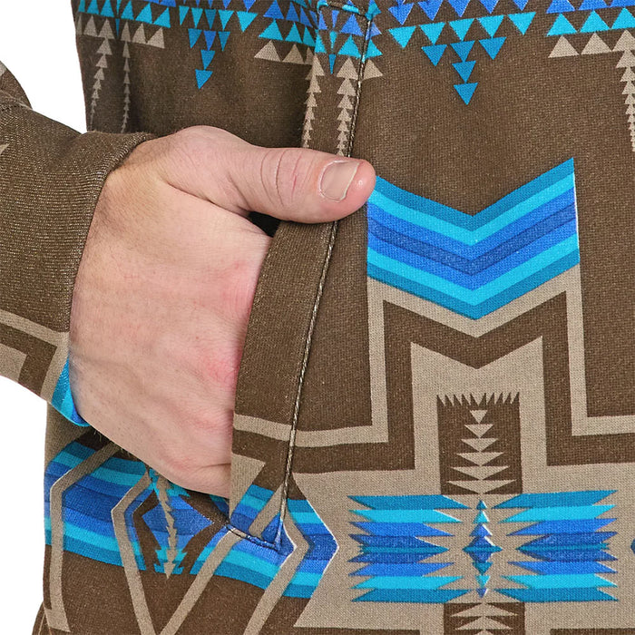 Rock & Roll Denim Men's Dark Brown Aztec Print Hoodie