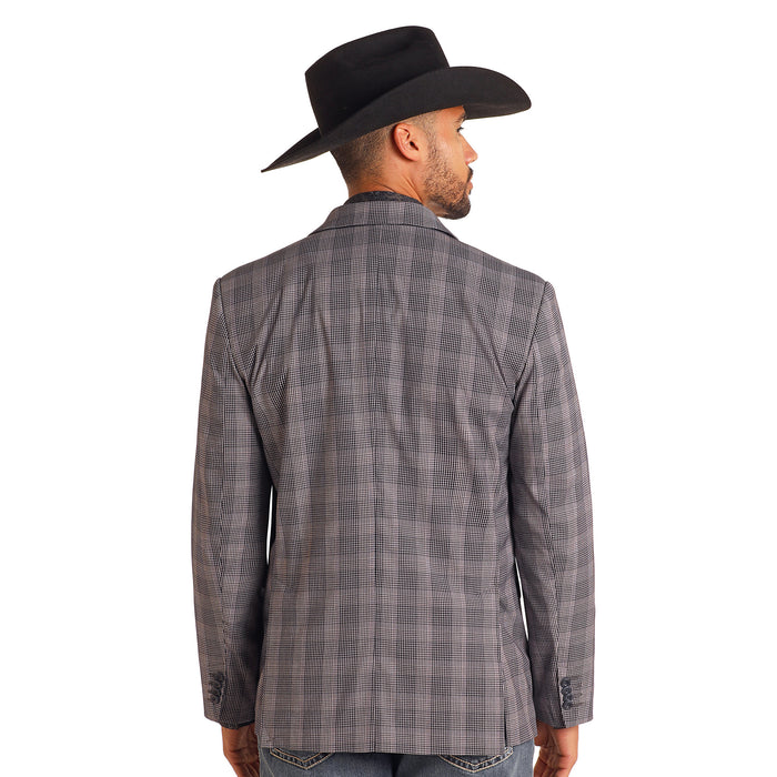 Rock & Roll Denim Mens Indigo Plaid Sports Coat