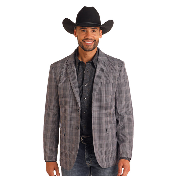 Rock & Roll Denim Mens Indigo Plaid Sports Coat